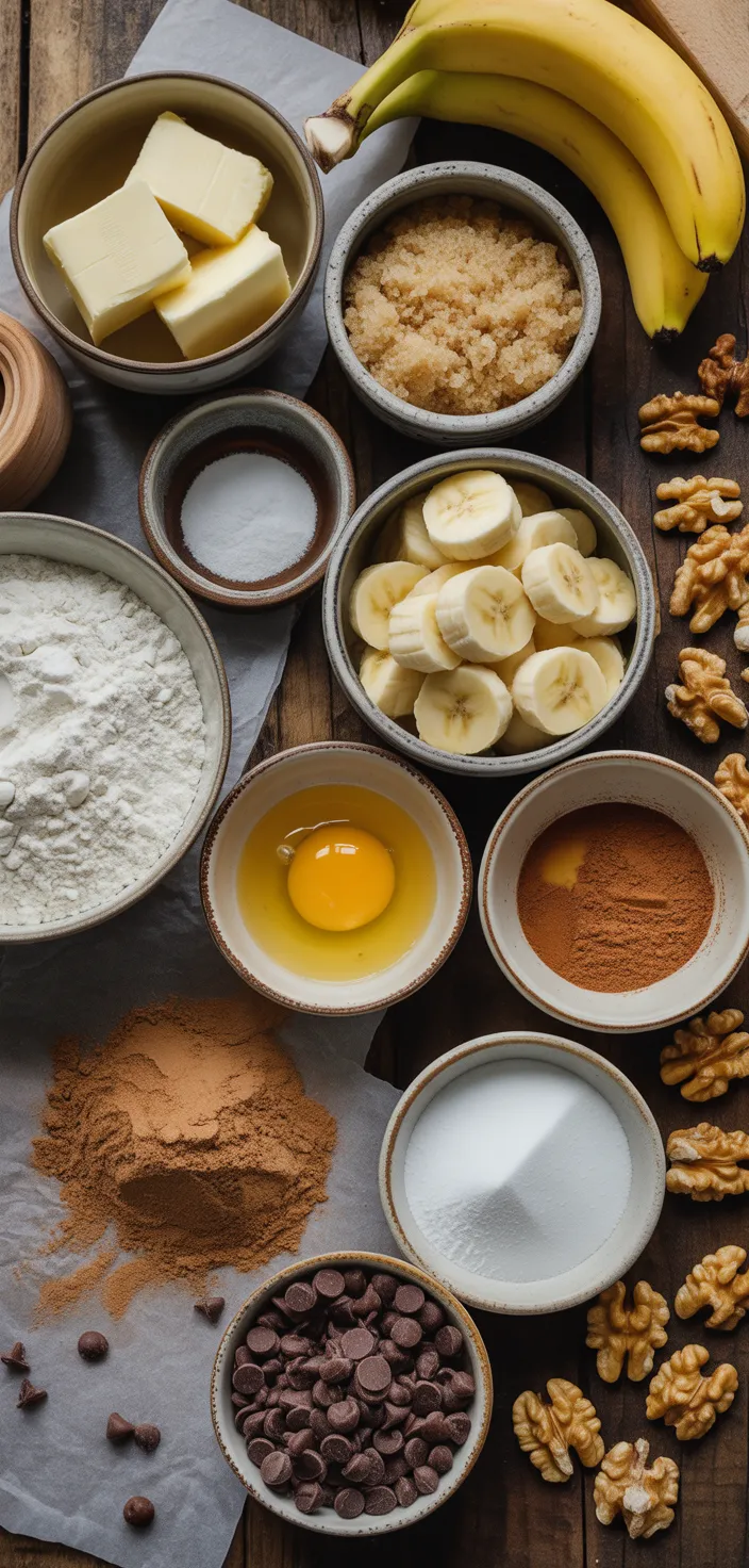 Ingredients photo for Banana Bread Chocolate Chip Cookies Recipe