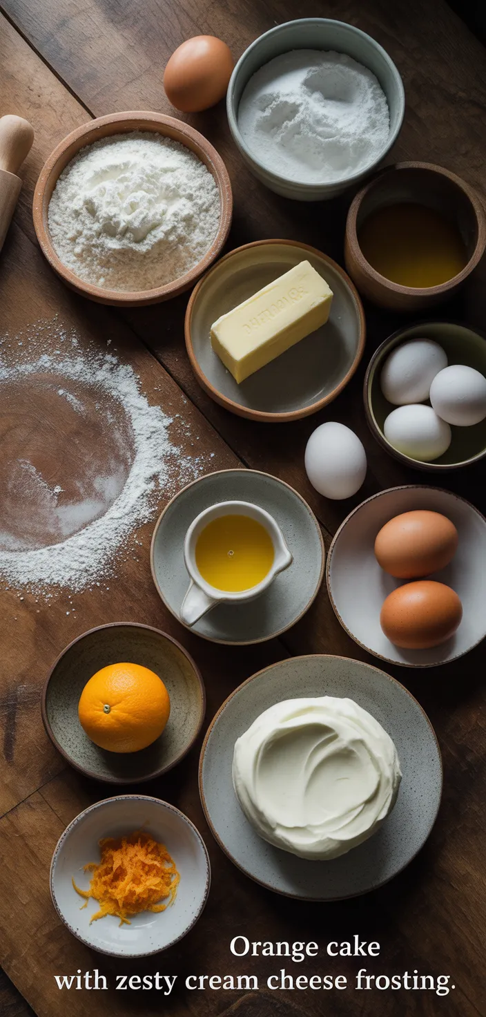 Ingredients photo for Orange Cake With Zesty Cream Cheese Frosting Recipe
