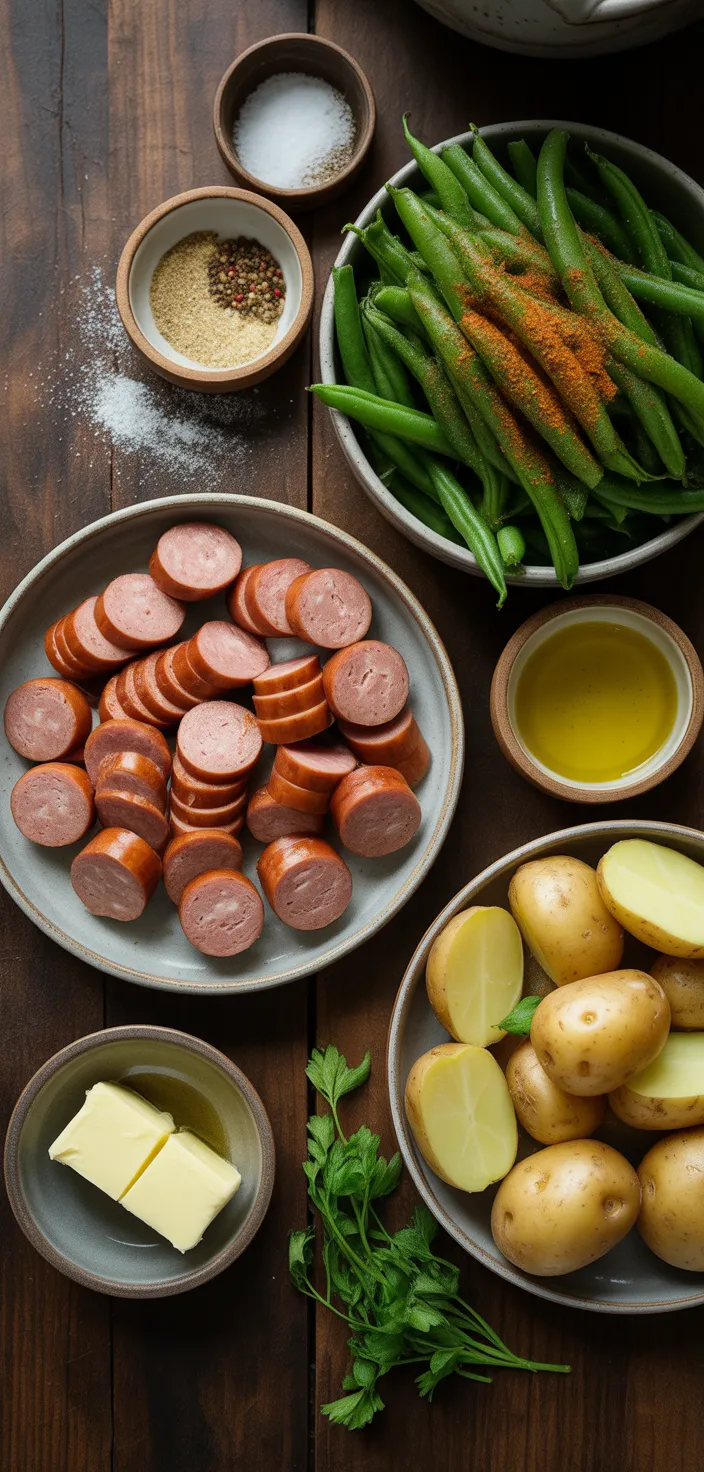 Ingredients photo for Sausage & Potato Foil Packets Recipe