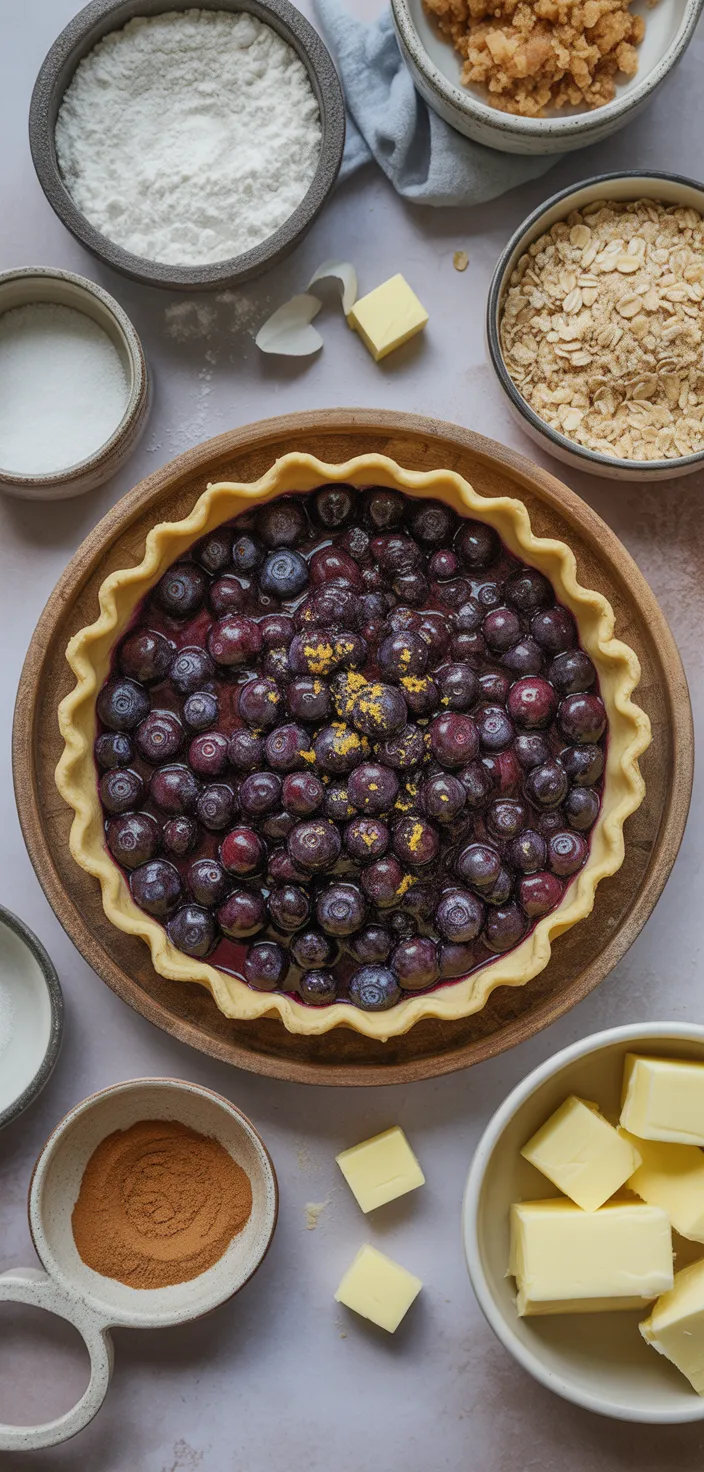 Ingredients photo for The Best Blueberry Crumble Pie Recipe