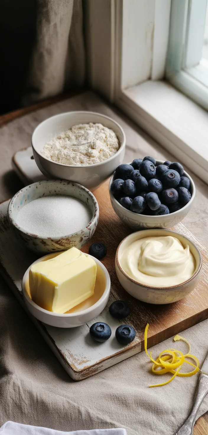 Ingredients photo for Blueberry Cupcakes With Cream Cheese Frosting Recipe