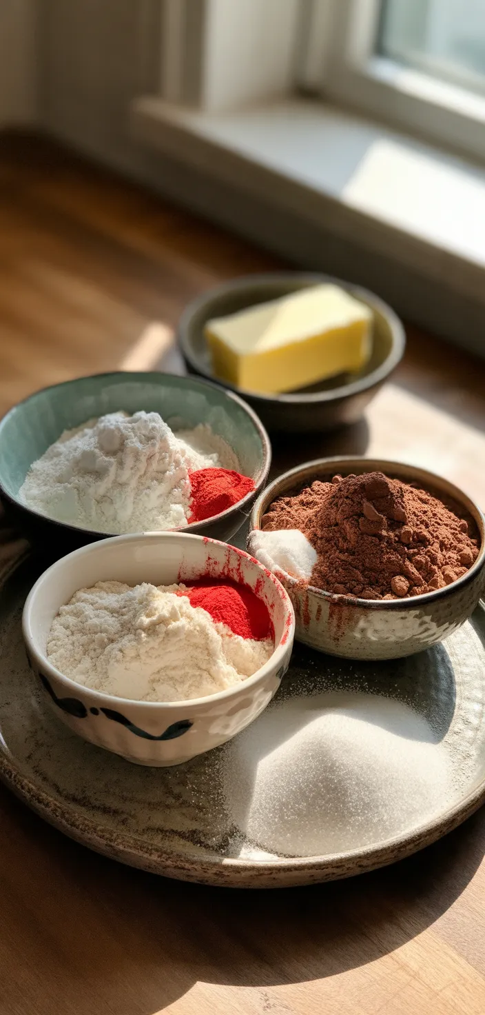 Ingredients photo for Easy & Moist Gluten Free Red Velvet Cake Recipe