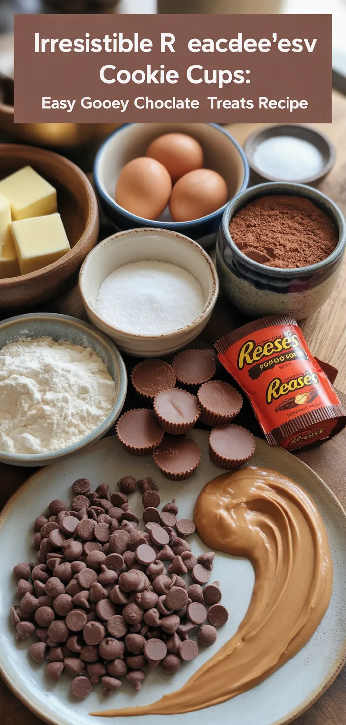 Ingredients photo for Irresistible Reese’s Cookie Cups: Easy Gooey Chocolate Treats Recipe