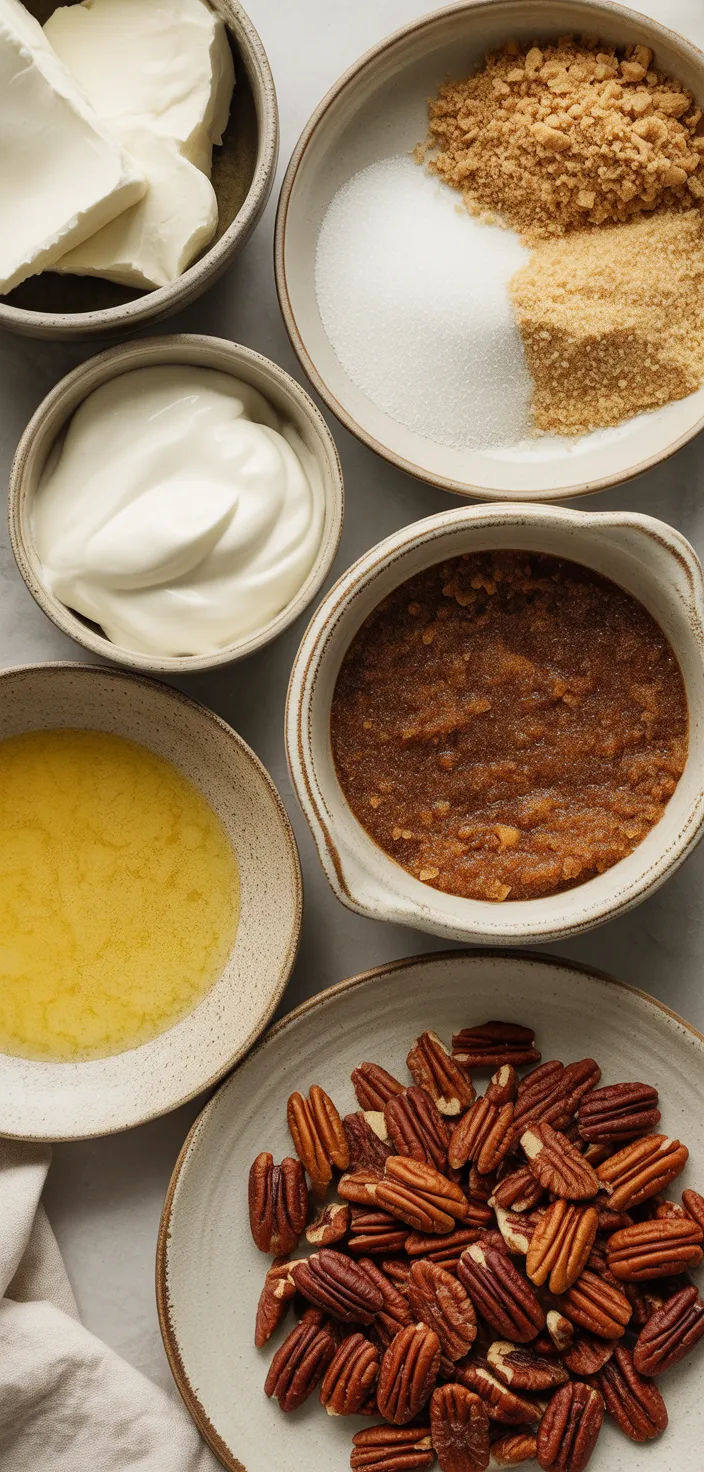 Ingredients photo for Kentucky Derby Pecan Pie Cheesecake Recipe