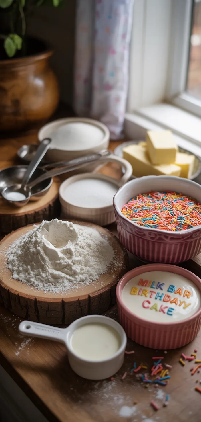 Ingredients photo for Milk Bar Birthday Cake Recipe