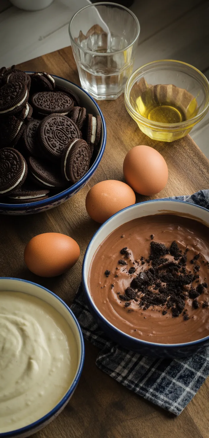Ingredients photo for Oreo Cookie Poke Cake Recipe