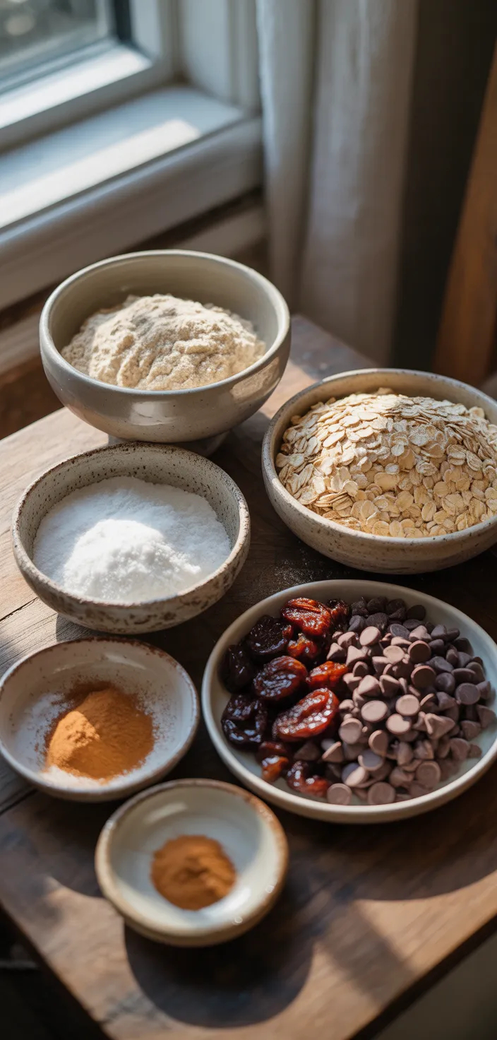 Ingredients photo for The Best Gluten Free Oatmeal Cookies {With Dark Chocolate And Cherries} Recipe