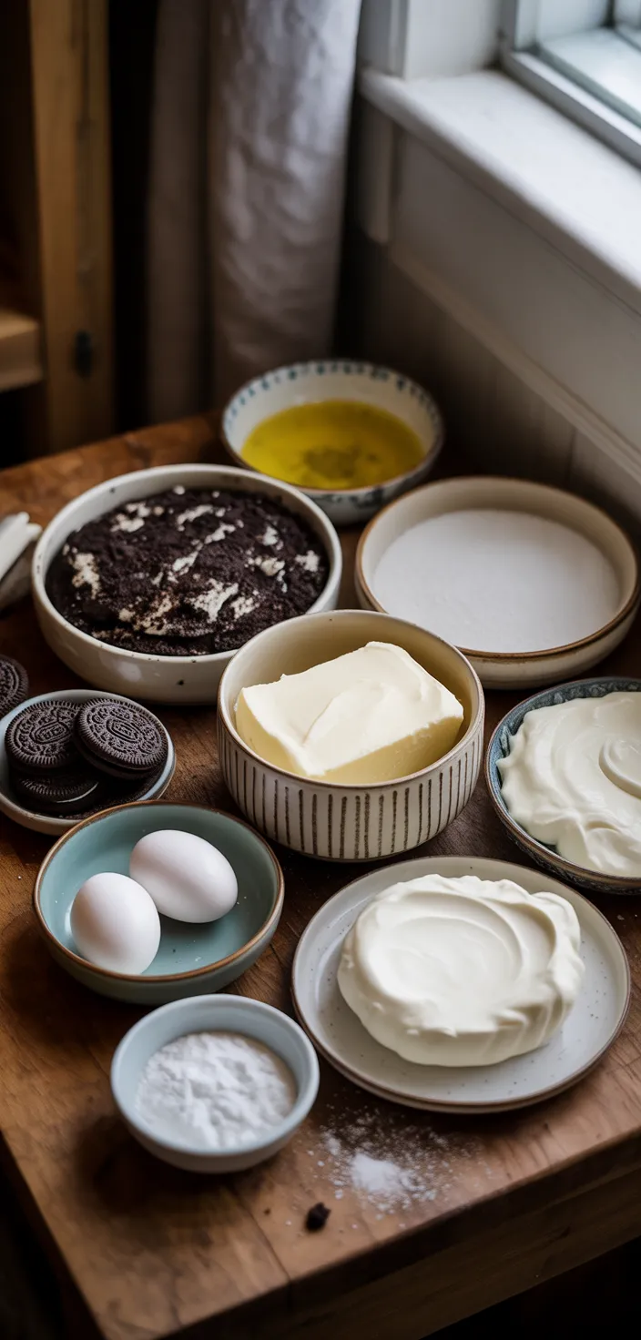 Ingredients photo for The ULTIMATE Oreo Cheesecake Recipe