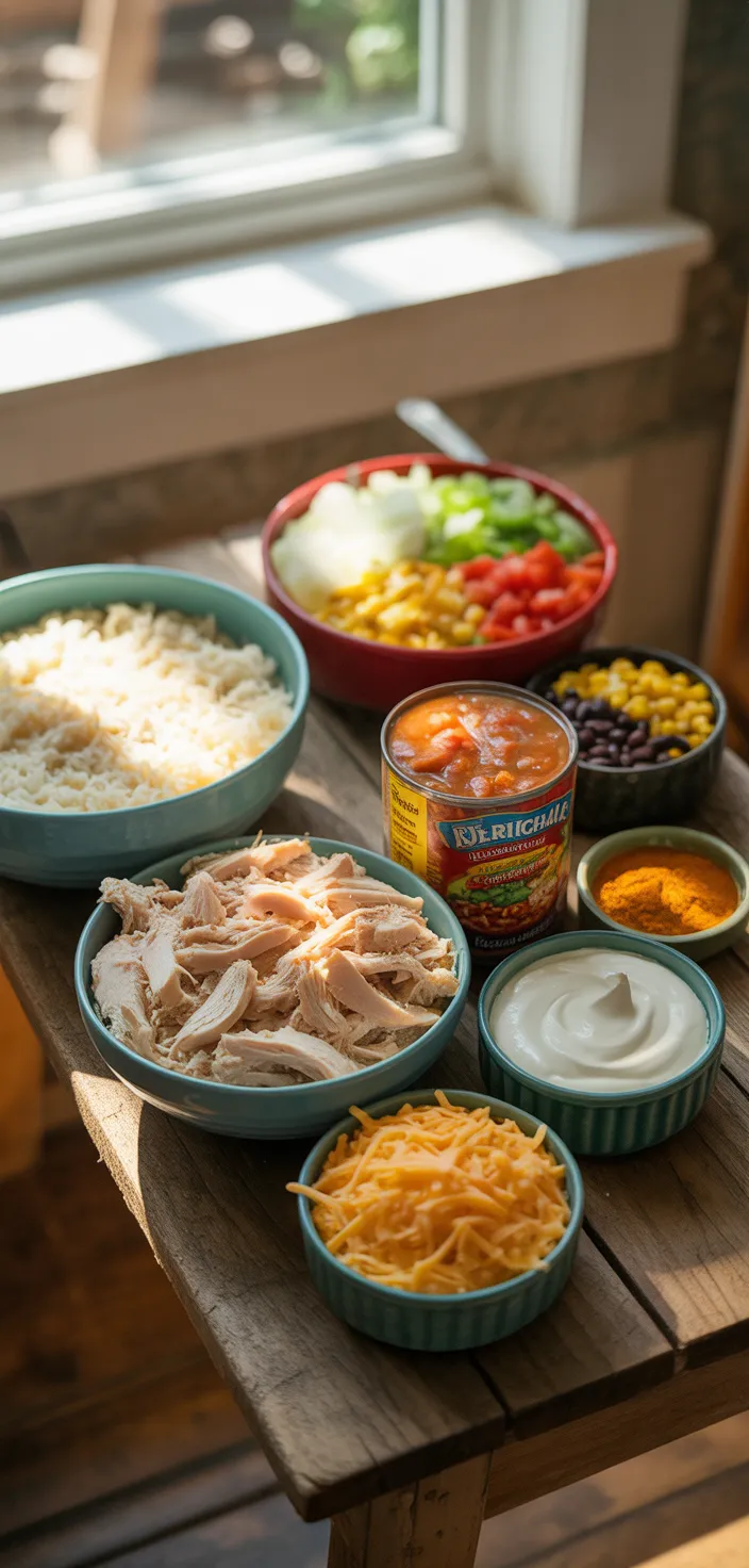 Ingredients photo for Mexican Chicken Casserole With Rice Recipe