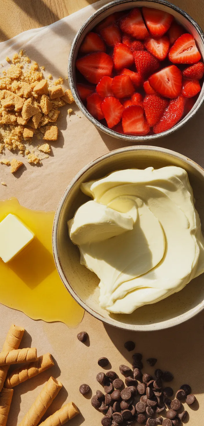 Ingredients photo for Strawberry Crunch Cheesecake Recipe
