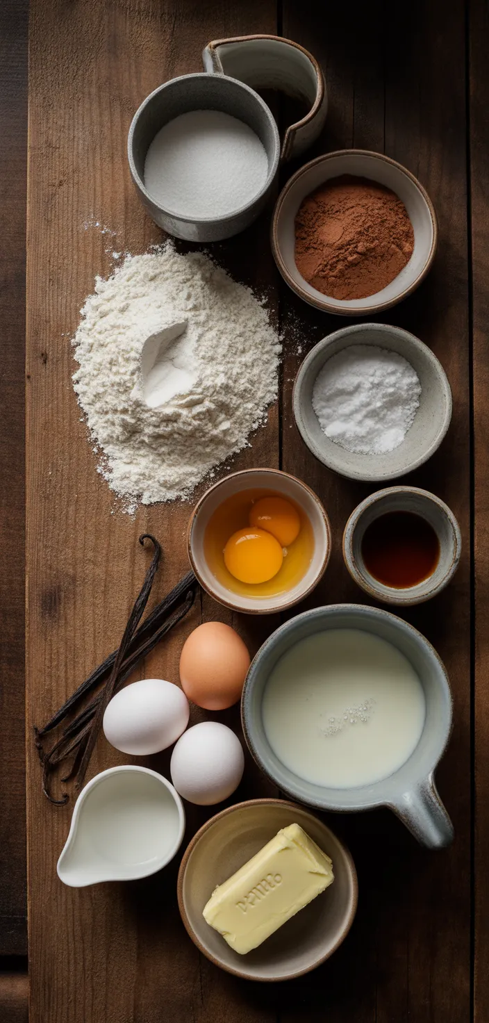 Ingredients photo for Super Moist Chocolate Cake With Frosting Recipe