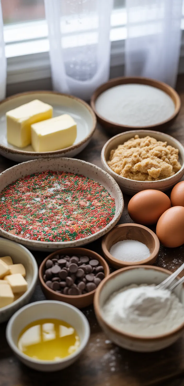 Ingredients photo for Christmas Sprinkle Cookie Cups Recipe
