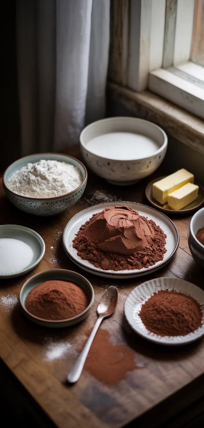 Ingredients photo for Homemade Chocolate Cake With Chocolate Frosting Recipe