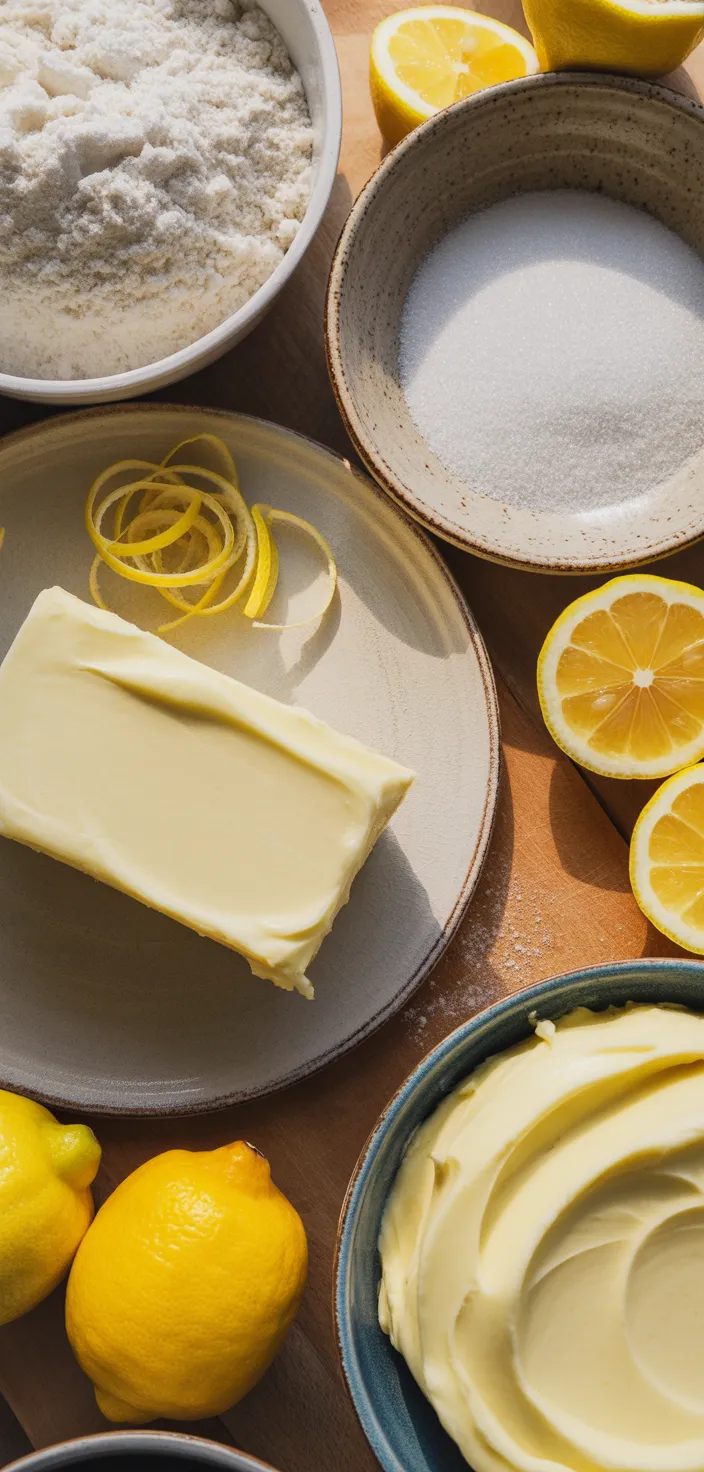 Ingredients photo for Lemon Velvet Cake With Lemon Cream Cheese Frosting Recipe