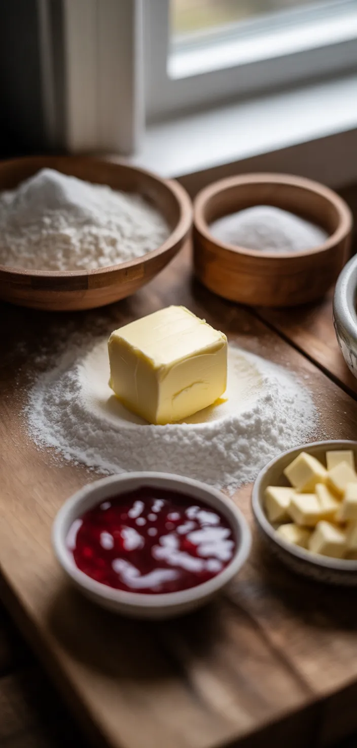 Ingredients photo for Raspberry Swirl Shortbread Cookies Recipe