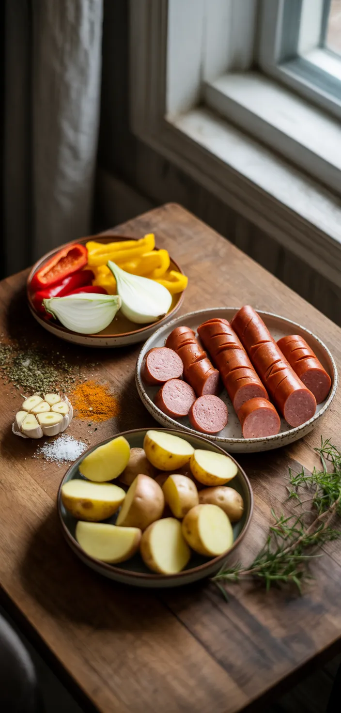 Ingredients photo for Sausage & Potato Foil Packet Recipe